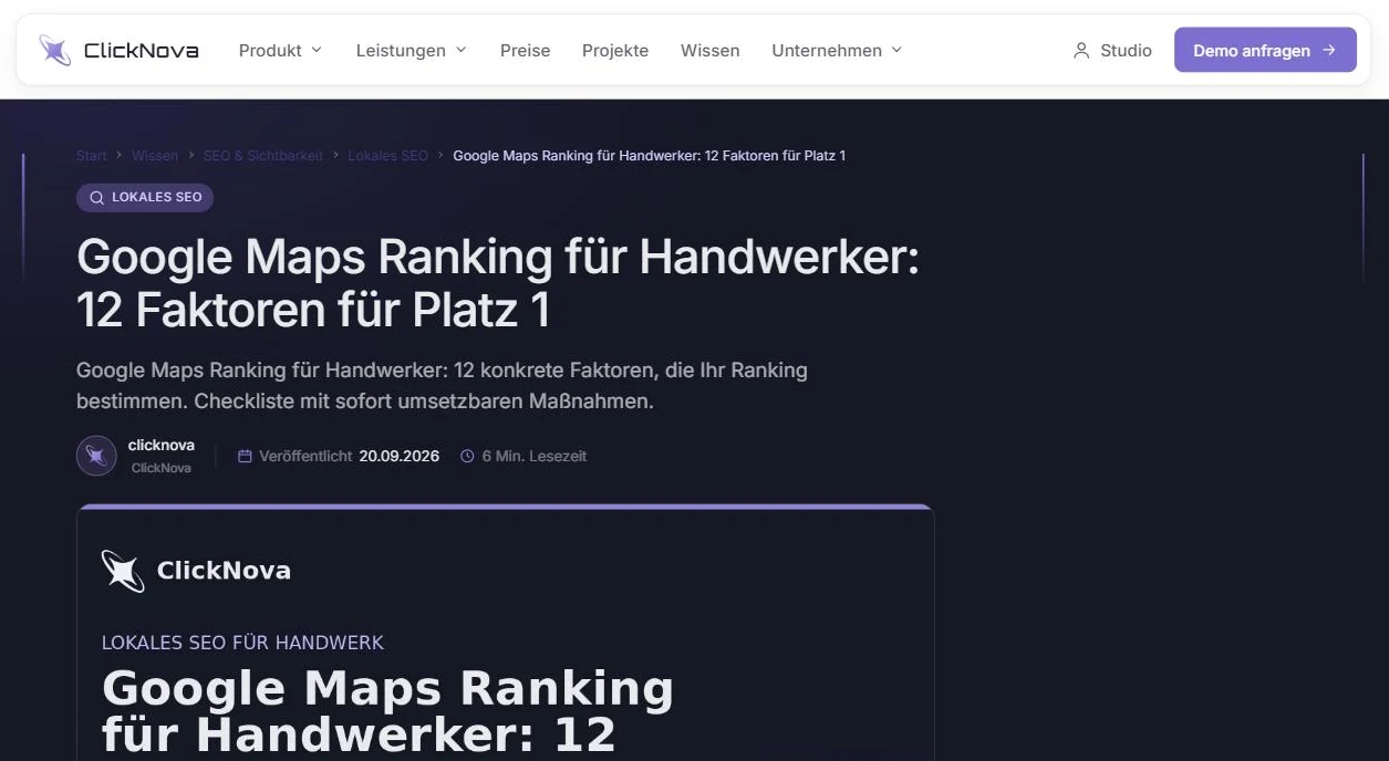Veröffentlichter Ratgeber-Artikel auf clicknova.de