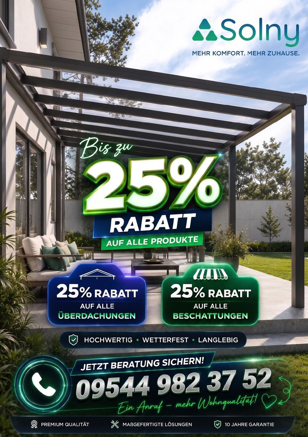 Flyer Solny mit Rabattaktion und Telefonnummer